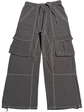 Size 8 31 Vintage Zara Gray Baggy Wide Leg Cargo Rave Belt Y2k Vintage Grunge